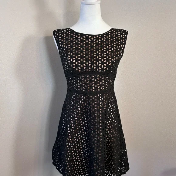loft black eyelet dress Banana Republic Black Eyelet Dress- Size 0 – The Saved Collection main image 1